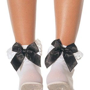 Leg Avenue Women's Ruffle and Satin Bow Anklet Socks